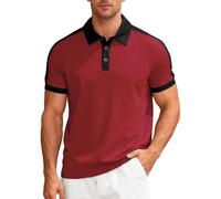 Lodizeora Polo da uomo a maniche corte, da golf, con pannello a contrasto, stile casual, elegante, da ufficio, per il fine settimana, traspirante, leggera, estiva, alla moda, per uomini d'affari e