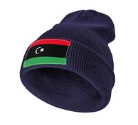 LODMLOER Cappello Invernale per Uomo e Donna Bandiera della Libia Berretto Lavorato a Maglia per Adulti Cappello Termico per Lo Shopping, la Corsa, Lo Sci Blu Navy