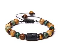 LODMLOER Capricorno 12 Constellation Beads Bracciale - 8Mm Pietra Naturale Turchese Africano Tiger Eye Segno Zodiacale Bracciale per Uomo Donna,Gioielli Ciondolo Charm Regalo,Capricorno