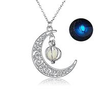 LODMLOER Collana con Ciondolo A Cuore Serie Luminosa Moon Love Collana Fluorescente, Collana Glow in The Dark Gioielli Glow Regalo per Compleanno,Blu Scuro,Lunghezza Catena 45 Cm