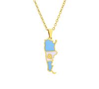 LODMLOER Collana Mappa Argentina per Uomo Collana con Ciondolo Donna - 316L Mappa Argentina E Collana Bandiera Argentina Catena Clavicola Ciondolo Uomo E Donna,Aureato,45 Cm O 17,7 Pollici
