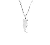 LODMLOER Collana Mappa Argentina Uomo 316L - Collana Ciondolo Vintage Mappa Argentina E Città con Catena 45Cm 60Cm Collana Ciondolo Lettera Nome Città Argentina,Grigio,45Cm O 17,7 Pollici