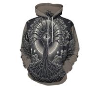 LODMLOER Felpa con Cappuccio da Uomo con Stampa Albero Occhio di Luna Sweatshirt Pullover a Maniche Lunghe con Tasche Tema Celeste Maglione con Cappuccio per l'uso Quotidiano