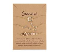 LODMLOER Gemini 3 Pezzi/Set Braccialetto con Ciondolo Segno Zodiacale Stella - Ciondolo in Cartone 12 Gioielli Braccialetto Costellazione per I Regali di Compleanno dei Migliori Amici, Gemelli