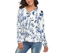 LODMLOER Maglioni da Donna con Scollo a V Eleganti Rami di Fiori Maglie a Maniche Lunghe Stile Country Caldo Maglioncino Invernale Autuno Pullover Sweater, Indaco