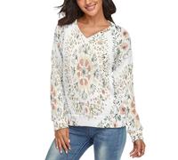 LODMLOER Maglioni da Donna con Scollo a V Piccola Corona Rotonda Maglie a Maniche Lunghe Stile Bohémien Caldo Maglioncino Invernale Autuno Pullover Sweater, Arrossire