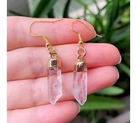 LODMLOER Orecchini in Quarzo di Cristallo Naturale - Colonna A Pendolo A Punta di Pietra Piccola Orecchini Pendenti in Quarzo Trasparente Bianco da Donna