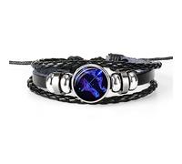 LODMLOER Sagittario 12 Constellation Bracciale - Bracciale da Uomo in Pelle con Segni Zodiacali, Braccialetti con Ciondoli Ariete Pesci Acquario Leone Scorpione Bilancia Gemelli Gioielli, Sagittario