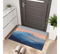 LODMLOER Tappeto Acquerello Semplice per ingresso,60 x 90 cm, antiscivolo, a pelo basso, adatto agli animali domestici,Montagne Foreste, facile da pulire, resistente