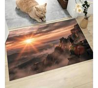 LODMLOER Tappeto da ingresso,Alba Paesaggio,50 x 80 cm, lavabile,Scogliera Montagna, per cucina, camera da letto, ingresso interno, antiscivolo, a pelo basso, morbido, per bagno,Arancia