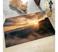 LODMLOER Tappeto da ingresso,Vista Dell'Alba,50 x 80 cm, lavabile,Scogliera Valle, per cucina, camera da letto, ingresso interno, antiscivolo, a pelo basso, morbido, per bagno,Arancia