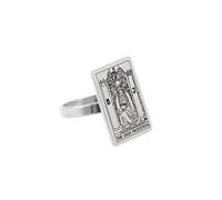LODMLOER The High Priestess Tarocchi Anelli per Carte - Anello Zodiacale Buona Fortuna, Astrologia Divinazione Anello Amuleto Magico Gioielli per Donne Ragazze,Bianca,10