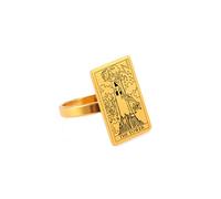 LODMLOER The Tower Tarocchi Anelli - Anello Zodiacale Portafortuna, Astrologia Divinazione Anello Amuleto Magico Gioielli per Donne Ragazze Gioielli per Feste Gotiche,Giallo,9