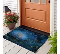 LODMLOER Zerbino Codice Fantasy per interni, ingresso Loto Lucciole, 50 x 80 cm, antiscivolo, lavabile, per porta d'ingresso, per tutte le stagioni, in morbido poliestere, per ingresso Blu