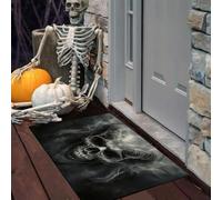LODMLOER Zerbino con Demone Teschio di Halloween, zerbino Nero, per porta d'ingresso, ingresso esterno, tappetino assorbente con retro antiscivolo,60 x 90 cm,Oscuro Gotico