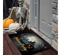 LODMLOER Zerbino Halloween,Gotico Castello, Tappeto Ingresso 80 x 120 cm | Cimitero Zucca per porta e ingresso, decorazione Halloween per casa, corridoio, veranda e ambienti interni