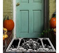 LODMLOER Zerbino Halloween,Morte Teschio, Tappeto Ingresso 45 x 75 cm | Oscuro Gotico per porta e ingresso, decorazione Halloween per casa, corridoio, veranda e ambienti interni