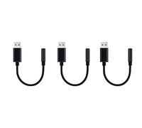 Lodokdre 3 adattatori audio per USB a per cuffie da 3,5 mm, scheda audio stereo esterna per PC, laptop, ecc. (0,6 piedi, nero)