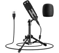 Lodokdre Microfono USB Podcast, microfono a condensatore a 192 kHz con supporto ammortizzatore e tappo in schiuma per streaming, registrazione video vocale
