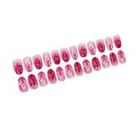 Lodoot 24pcs Breve Premere Su Unghie Con Cuore Fiamma Disegni Acrilico Unghie Finte Per Donne E Ragazze Facile Da Applicare E Rimuovere Gradiente Colore Corrispondenza Amore Fiamma In Stile Armatura