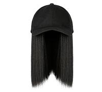 Lodoot Capelli da baseball Acconciatura Capelli Lisci Cappello Regolabile Attaccato Capelli Lunghi Alta Temperatura Copricapo di Seta Capelli Tutto in uno Cuffia Parrucca bob testa con cappello