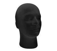 Lodoot Manichino in schiuma maschile per teste, modello manichino, per cappelli, parrucche, gioielli, auricolari, occhiali, espositore per parrucche, colore nero