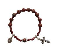 Lodoot Perline di vetro per rosario cattolico croce gioielli religiosi per battesimo matrimoni feste croce gioielli religiosi per uomo