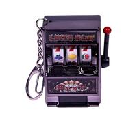 Lodoot Portachiavi con ciondolo a forma di slot machine a forma di frutta, portatile, accessorio per l'intrattenimento per bambini e adulti, custodia per 12 penne, nero