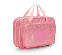 LoDrid Borsa per il trasporto delle bambole compatibile con bambole Barbie da 30,5 cm, borsa portaoggetti con manico e tasche multiple per contenere 6 bambole, vestiti e altri accessori, rosa