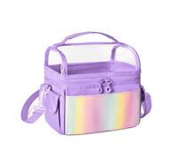 LoDrid Borsa porta pennarelli per un massimo di 72 pennarelli, viola | Borsa porta pennarelli con divisorio removibile, parte superiore in PVC, maniglia e tracolla, solo borsa