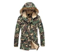 Loeay Giacca Casual da Uomo Plus Size Giacca Mimetica Spessa Invernale Parka da Uomo Parka con Cappuccio da Uomo Giacca Militare con Cappuccio Cappotto Militare Verde Camo L