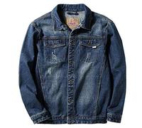 Loeay Giacche di Jeans da Uomo Primavera Autunno Jeans di Cotone Cappotti Tinta Unita Casual Giacca a Vento da Cowboy Nuovo Capispalla Sciolto Plus Size Blu 6XL