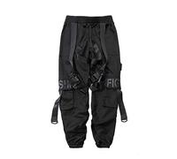 Loeay Pantaloni Sportivi da Uomo Casual Hip-Hop Autunnali Pantaloni Multi-Fibbie Tasche da Jogging Pantaloni Cargo Slim Fit Harem Streetwear Nero XL
