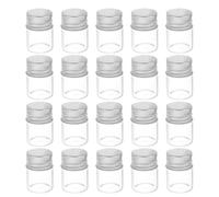 LOEFLIFA 30 pezzi Mini Vasi in Vetro Trasparente con Tappi Vite in Alluminio Ermetici per Conservazione Spezie Liquidi Accessori Fai da Te e Bomboniere