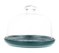 LOEFLIFA Porta Torta in Ceramica e Vetro Coperchio Trasparente Verde, Vassoio da Dessert Elegante per Feste e Ristorazione, Alzatina per Dolci e Pane, per Casa, Hotel e Ristorante