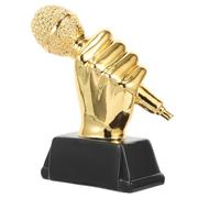 LOEFLIFA Scultura Decorativa Microfono in Resina 12x6x13cm per Concorso Musicale e Premiazioni Scolastiche, Premio Cantante per Feste e Cerimonie Base Colorata Casual Colore Colore Casuale