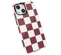 LoeoeL Custodia per telefono a scacchi per iPhone 12 Mini 13 Mini, custodia rigida, cover da donna con stampa a quadri estetica, sottile, design a scacchiera alla moda, plastica lucida, bordeaux