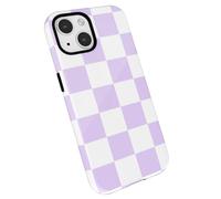 LoeoeL Custodia per telefono a scacchi per iPhone 12 Mini 13 Mini, custodia rigida, cover da donna con stampa a quadri estetici da ragazza, sottile e alla moda a scacchiera, plastica lucida, viola