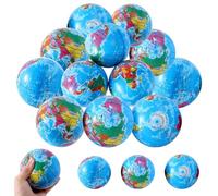 LOEPENLE 15 palline antistress, sfera del mondo, 6,3 cm, palla antistress, mini globo, palla antistress, mini globo, palla antistress, mini globo, per bambini, adulti
