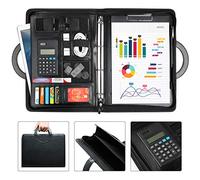 LOETAD Cartella Portadocumenti A4 con Cerniera Pelle Impermeabile Organizer Portadocumenti da Viaggio con Portablocco Raccoglitore ad Anelli per Colloqui/Viaggi/Riunioni