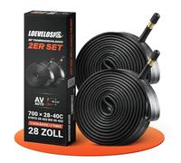LOEVELOSI 2 tubi flessibili per bicicletta, 28 pollici, con valvola auto nera, 40 mm, valvola AV Schrader, ETRTO 28/40-622, set da 2 tubi 700 × 28 - 40 C Trekking City Bike eBike MTB