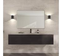 Loevschall Refine Specchio da parete nero con cornice | 120 x 75 cm | Specchio decorativo per bagno, soggiorno, camera da letto e corridoio | Specchio minimalista ed elegante in ottone spazzolato