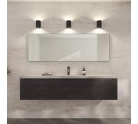 Loevschall Refine Specchio da parete nero con cornice | 160 x 55 cm | Specchio decorativo per bagno, soggiorno, camera da letto e corridoio | Specchio minimalista ed elegante in ottone spazzolato