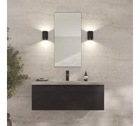 Loevschall Refine Specchio da parete nero con cornice | 45 x 90 cm | Specchio decorativo per bagno, soggiorno, camera da letto e corridoio, specchio minimalista ed elegante in ottone spazzolato