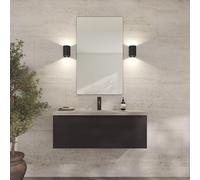 Loevschall Refine Specchio da parete nero con cornice | 60 x 100 cm | Specchio decorativo per bagno, soggiorno, camera da letto e corridoio, specchio minimalista ed elegante in ottone spazzolato