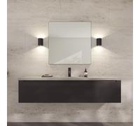 Loevschall Refine Specchio da parete nero con cornice | 80 x 80 cm | Specchio decorativo per bagno, soggiorno, camera da letto e corridoio | Specchio minimalista ed elegante in ottone spazzolato