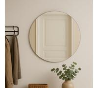 Loevschall Refine Specchio rotondo | Specchio da parete argento con cornice | 80 cm | Specchio decorativo per bagno, soggiorno, camera da letto e corridoio | Minimalista ed elegante specchio in ottone