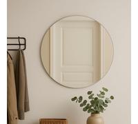 Loevschall Refine Specchio rotondo | Specchio da parete marrone con cornice | 100 cm | Specchio decorativo per bagno, soggiorno, camera da letto e corridoio | Minimalista ed elegante specchio in