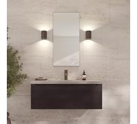 Loevschall Refine Specchio | Specchio da parete marrone con cornice | 45 x 90 cm | Specchio decorativo per bagno, soggiorno, camera da letto e corridoio, specchio minimalista ed elegante in ottone