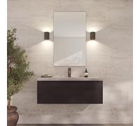 Loevschall Refine Specchio | Specchio da parete marrone con cornice | 60 x 100 cm | Specchio decorativo per bagno, soggiorno, camera da letto e corridoio, specchio minimalista ed elegante in ottone
